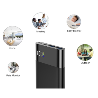 Telecamera Wi-Fi 4K HD integrata in powerbank C10 con visione notturna e rilevamento del movimento