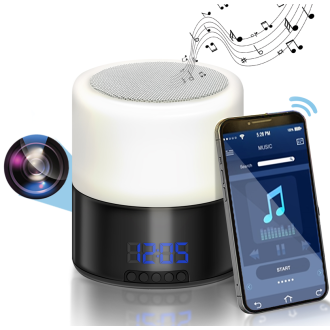 Telecamera Wi-Fi integrata in speaker Bluetooth con rilevamento movimento e visione notturna