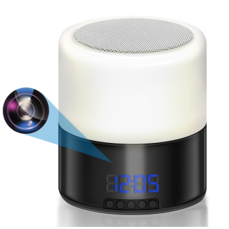 Telecamera Wi-Fi integrata in speaker Bluetooth con rilevamento movimento e visione notturna