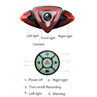 Telecamera posteriore per bicicletta FULL HD con streaming live WiFi su smartphone (iOS/Android) + indicatori di direzione e luce di segnalazione a LED