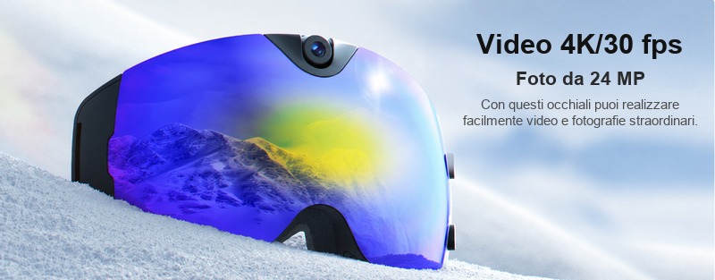 occhiali da sci con videocamera 4K e connessione WiFi
