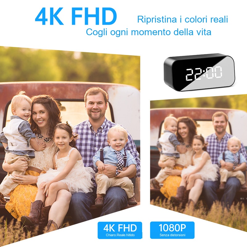 orologio digitale con telecamera Wi-Fi 4K nascosta
