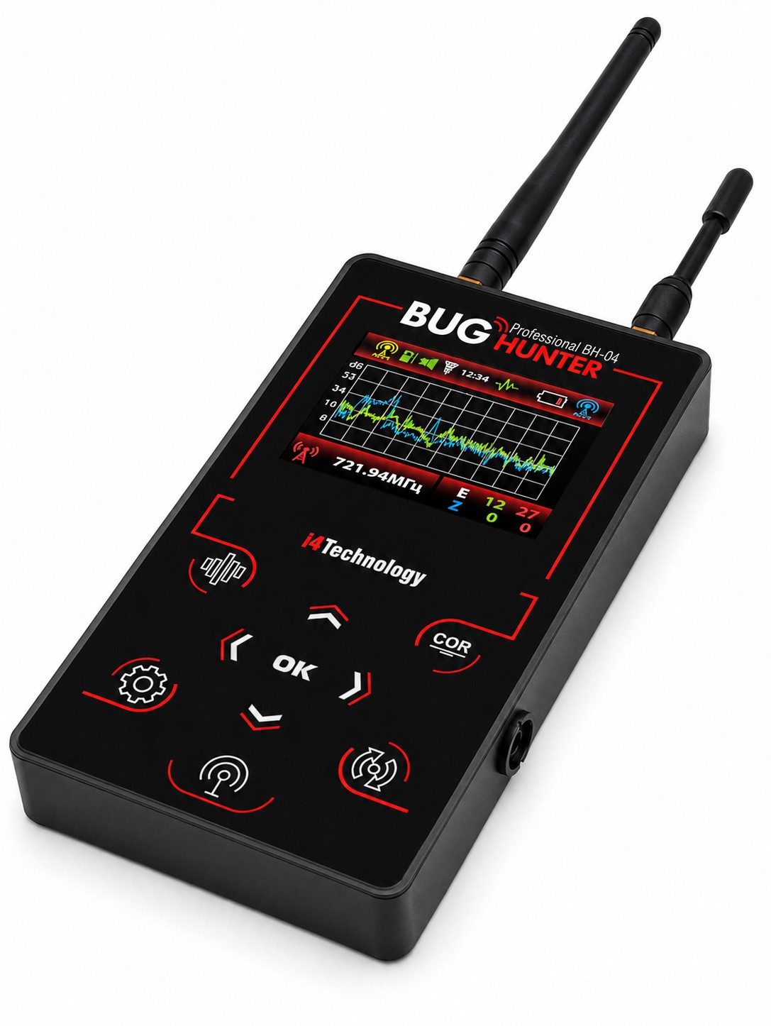 Rilevatore RF professionale per microspie GSM e telecamere nascoste BugHunter BH-04 – vista angolata