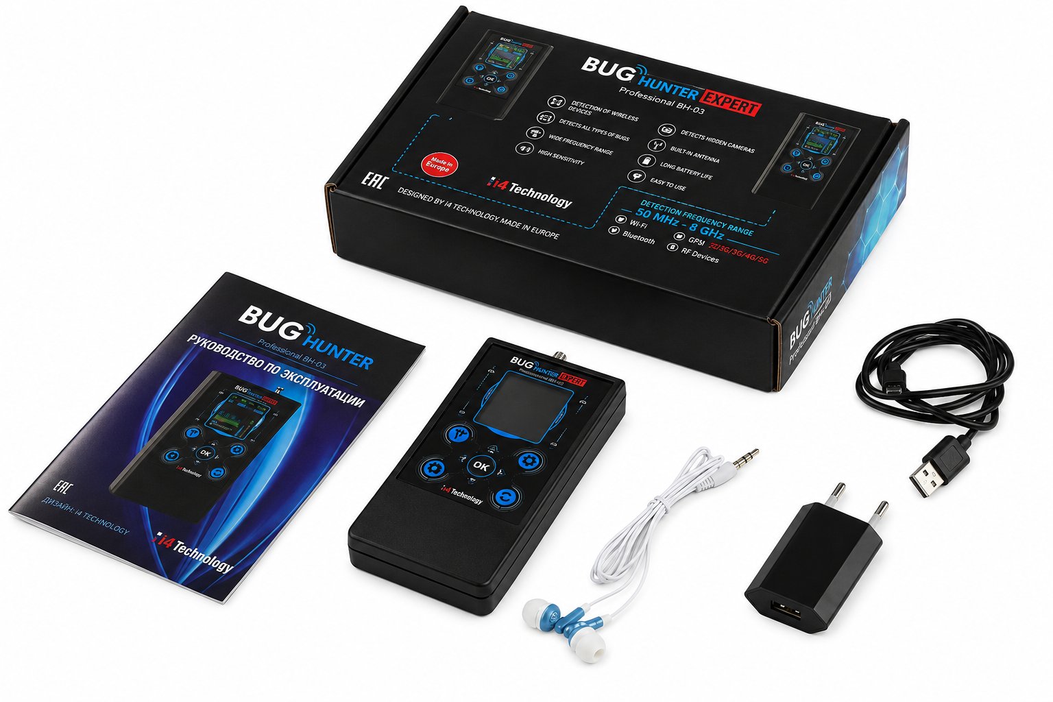 Rilevatore professionale di microspie BugHunter BH-03 Expert – contenuto della confezione
