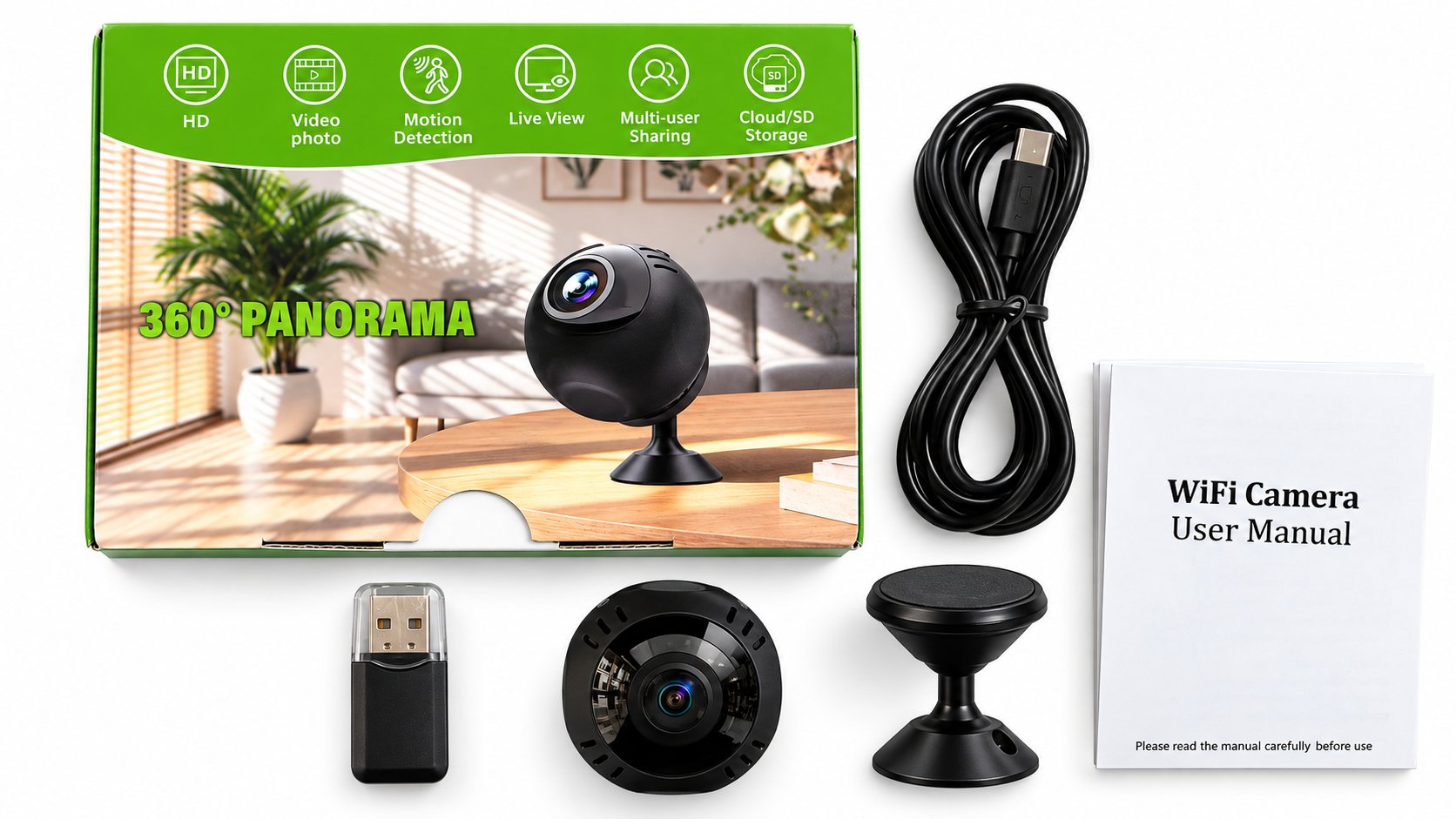 Contenuto della confezione e accessori della mini telecamera Wi-Fi L30