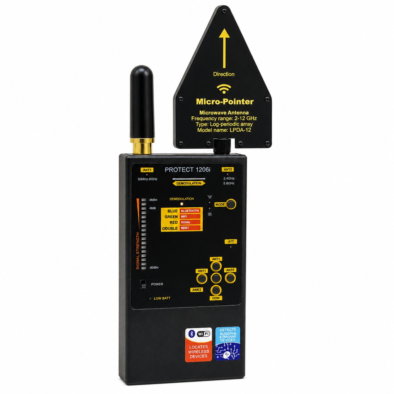 Rilevatore professionale di segnali digitali e microspie Protect 1206i con Micro Pointer