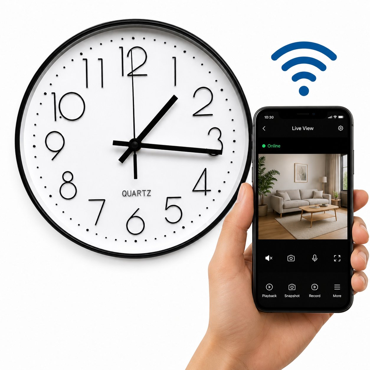 Orologio da parete WiFi con monitoraggio tramite app.