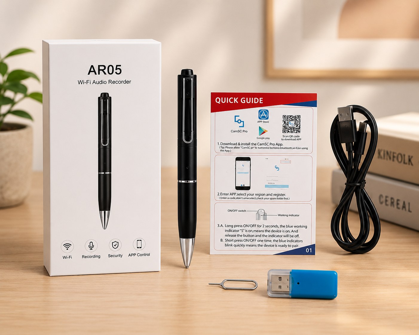 Mini dispositivo di ascolto Wi-Fi in una penna AR05 Connessione Wi-Fi e controllo remoto tramite app