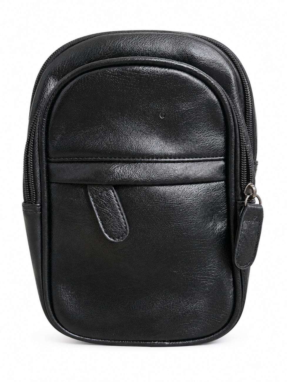 Čierna kožená crossbody taška so skrytou kamerou