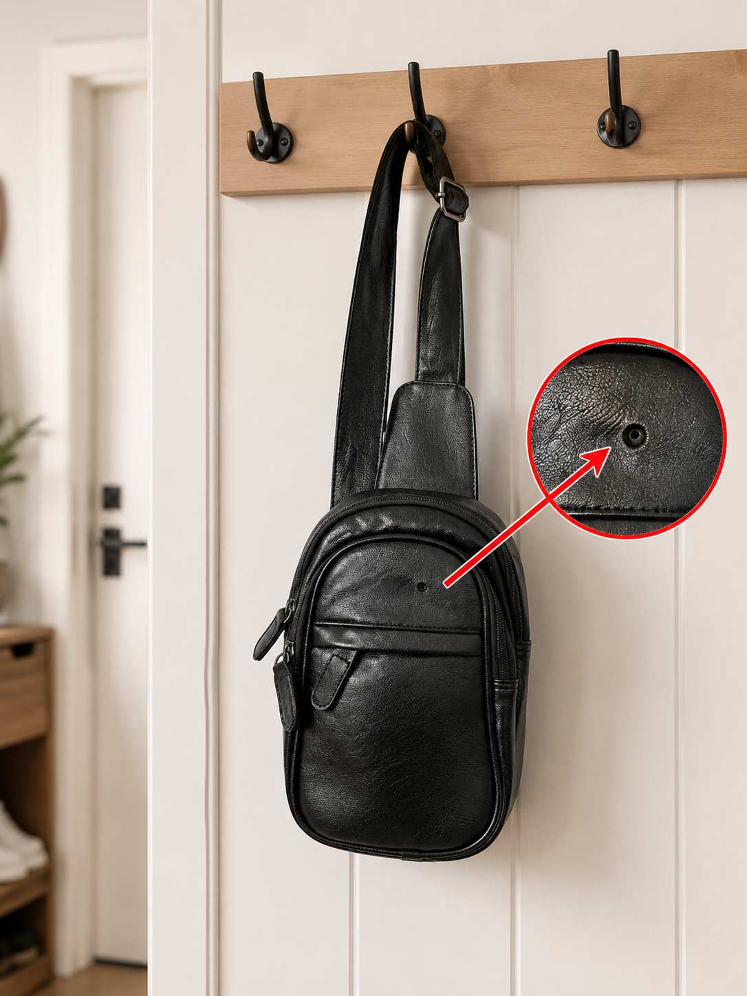 Visiaca čierna crossbody taška so skrytou kamerou