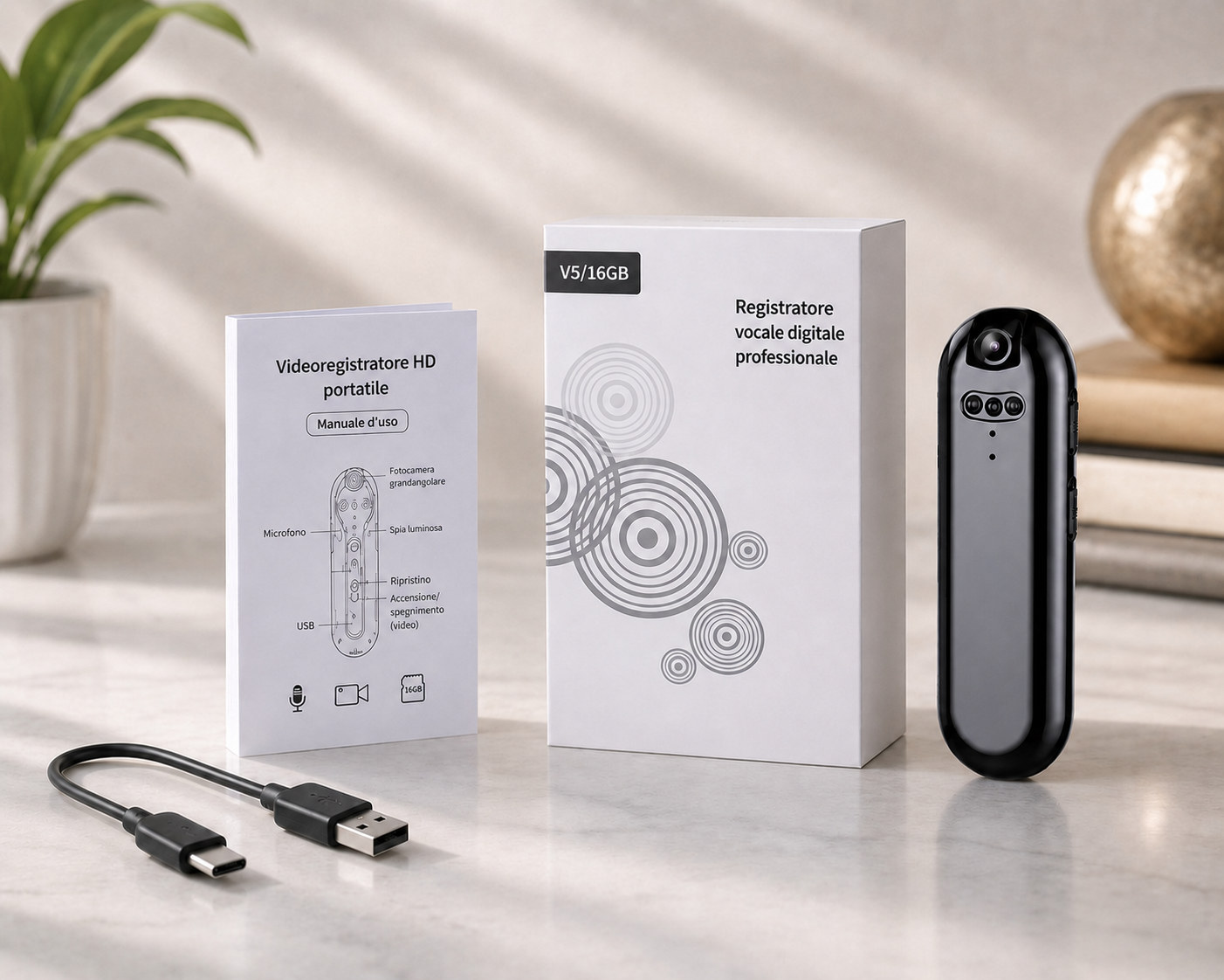 mini telecamera Full HD rotante con visione notturna IR e registratore vocale – 16 GB