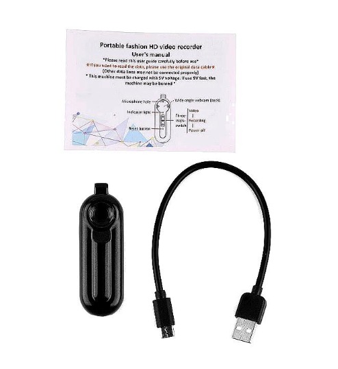 Mini videocamera nera a ciondolo – contenuto della confezione