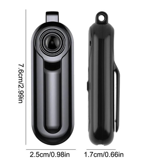 Mini videocamera nera a ciondolo – dimensioni