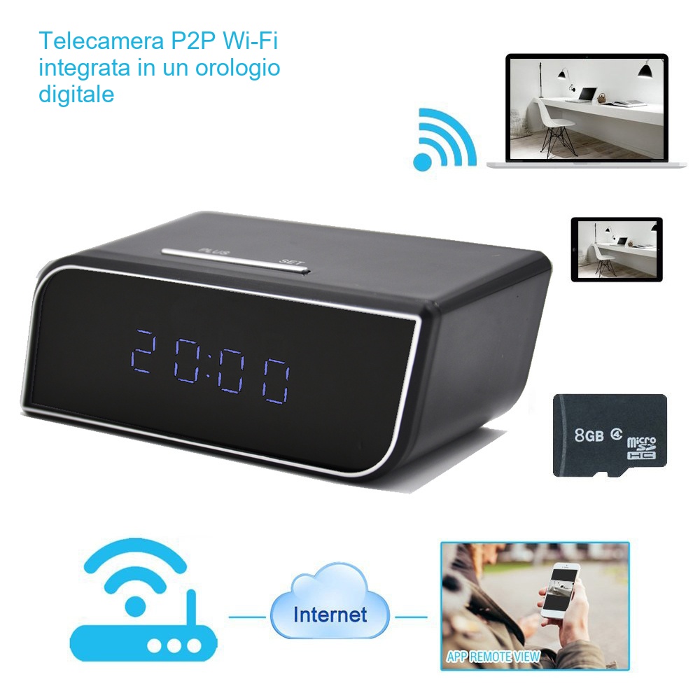 telecamera WiFi in orologio digitale