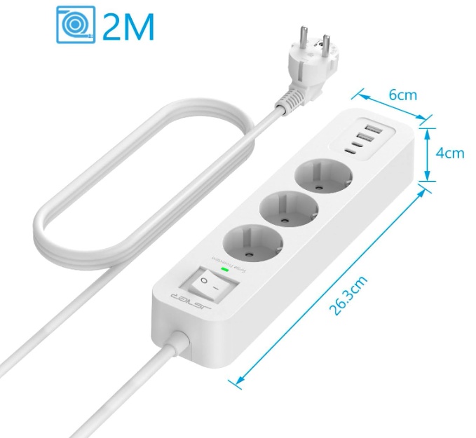 Dispositivo di ascolto GSM in una multipresa con 4 porte USB – dimensioni