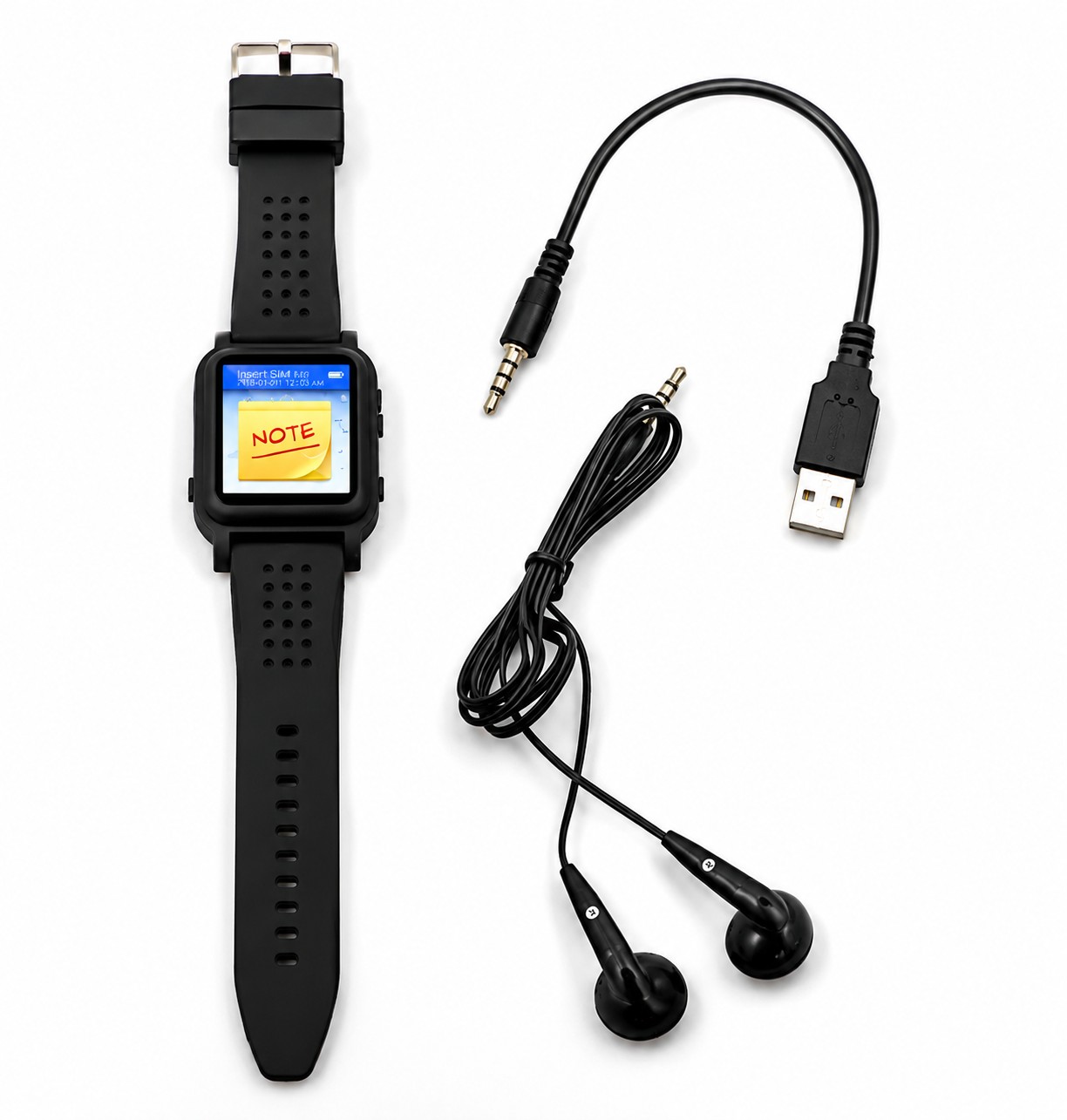 Orologio nero con promemoria con accessori