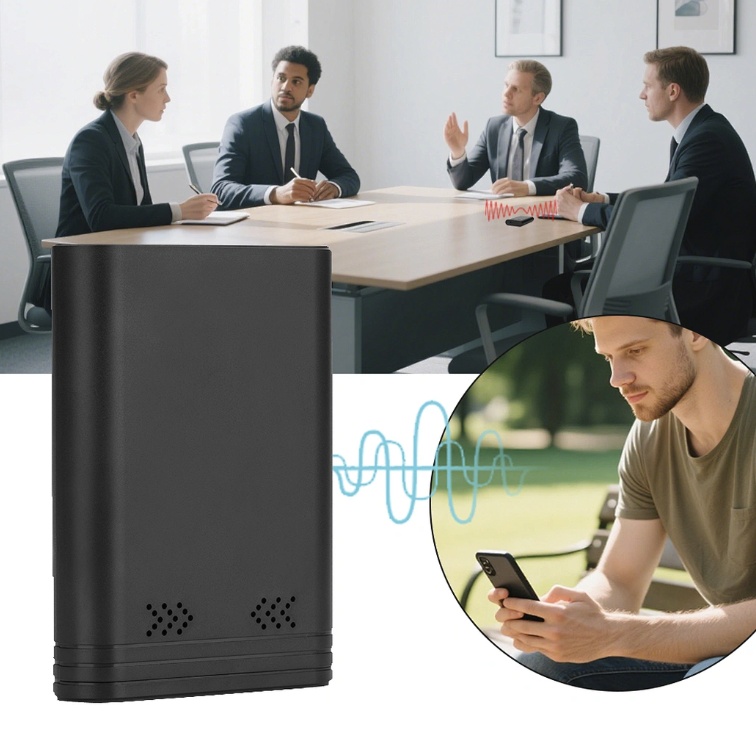 Registratore audio WiFi EL-AR08, un dispositivo compatto progettato per la registrazione audio a lungo termine.