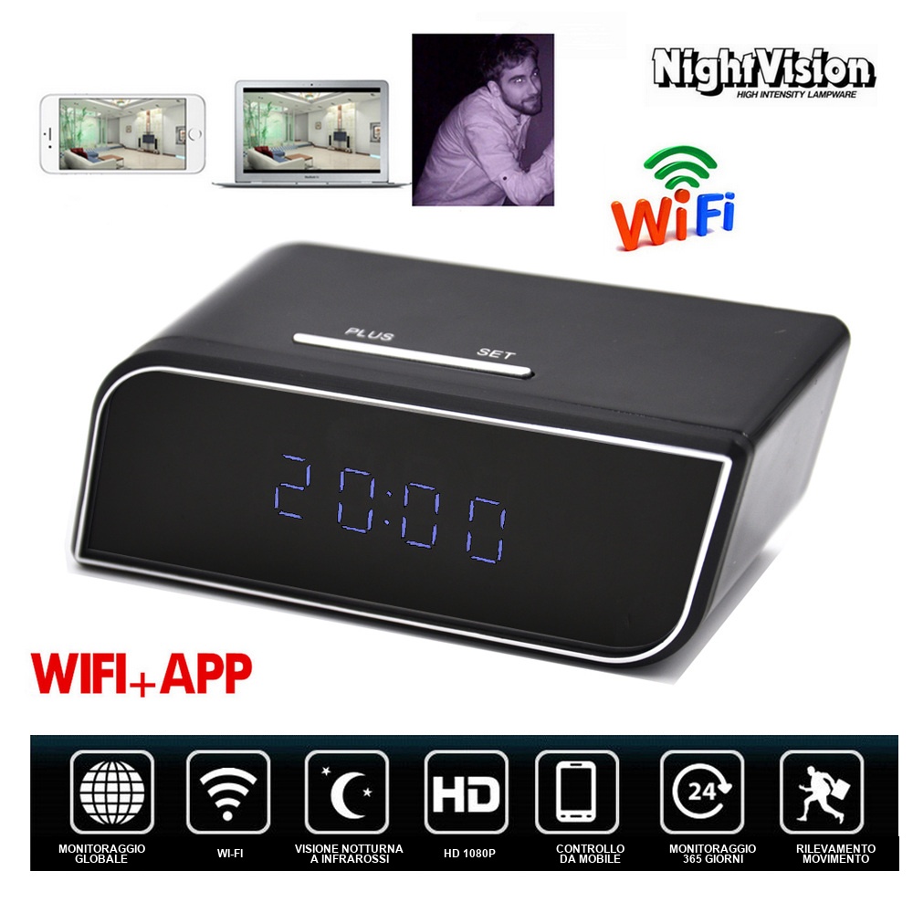 telecamera WiFi in orologio digitale