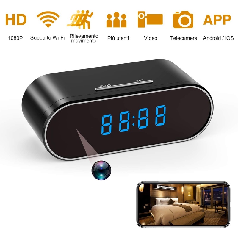 telecamera Wi-Fi nascosta in un orologio digitale