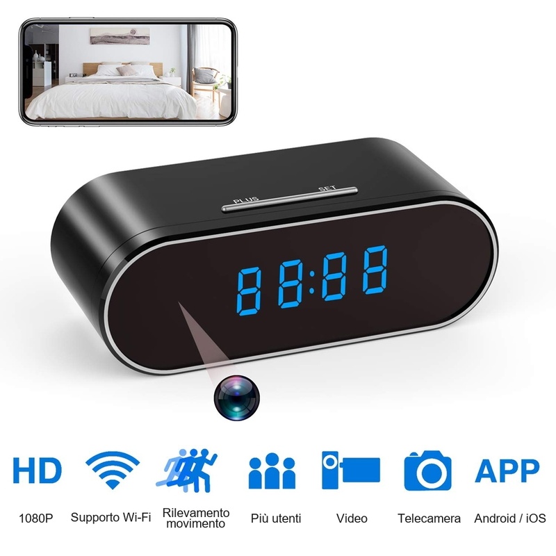 telecamera Wi-Fi nascosta in un orologio digitale