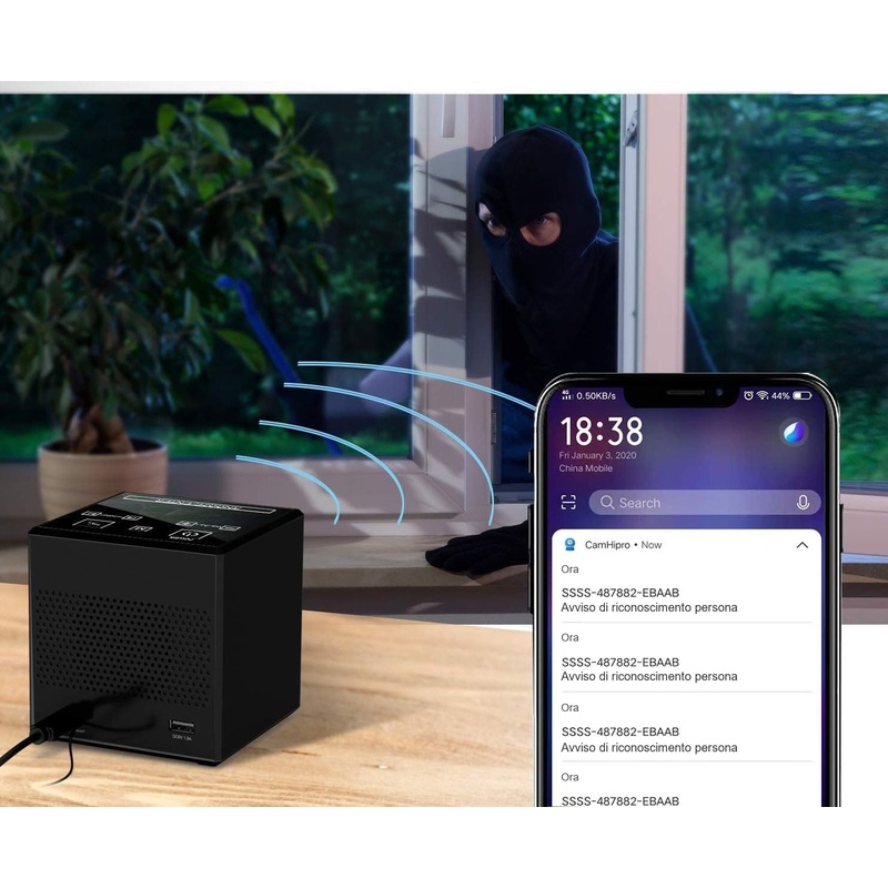 adiosveglia FM con altoparlante Bluetooth e telecamera Wi-Fi nascosta